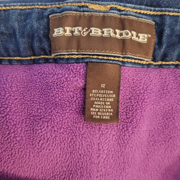 Bit & Bridle Fleece Lined Jeans Womens Size 12 Cozy Warm - Picture 4 of 5